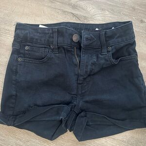 American Eagle stretch black stretch jean shorts, size 0